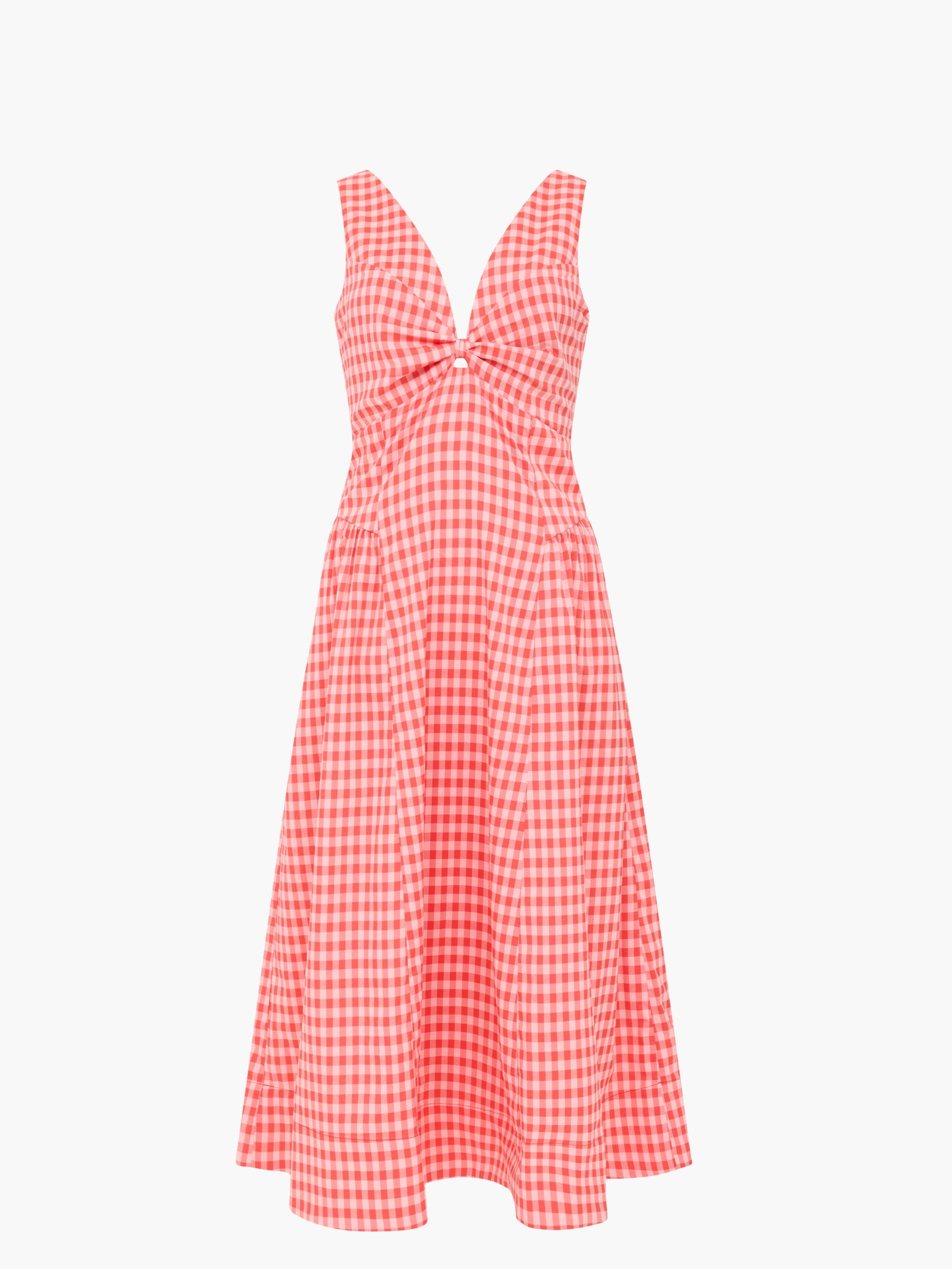 Sheila Sleeveless Voluminous Red Gingham Midi Dress