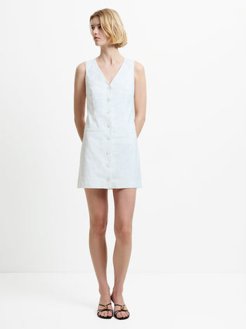 Aspen Linen Sleeveless White A-Line Mini Dress