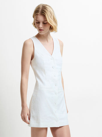 Aspen Linen Sleeveless White A-Line Mini Dress