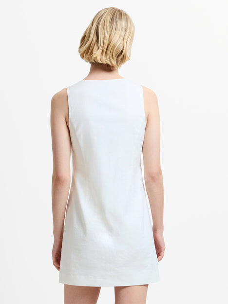 Aspen Linen Sleeveless White A-Line Mini Dress