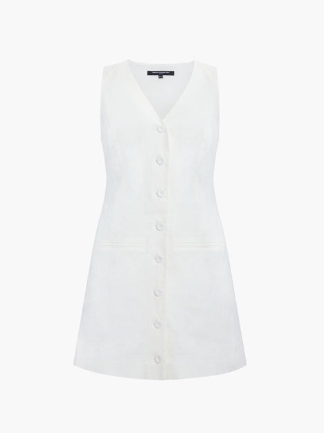 Aspen Linen Sleeveless White A-Line Mini Dress