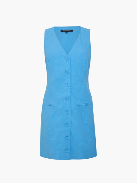 Aspen Linen Sleeveless Blue A-Line Mini Dress