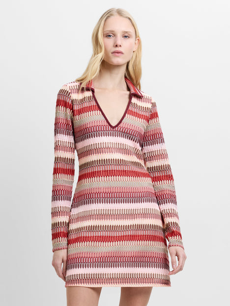 Charleen Crochet Striped Mini Dress