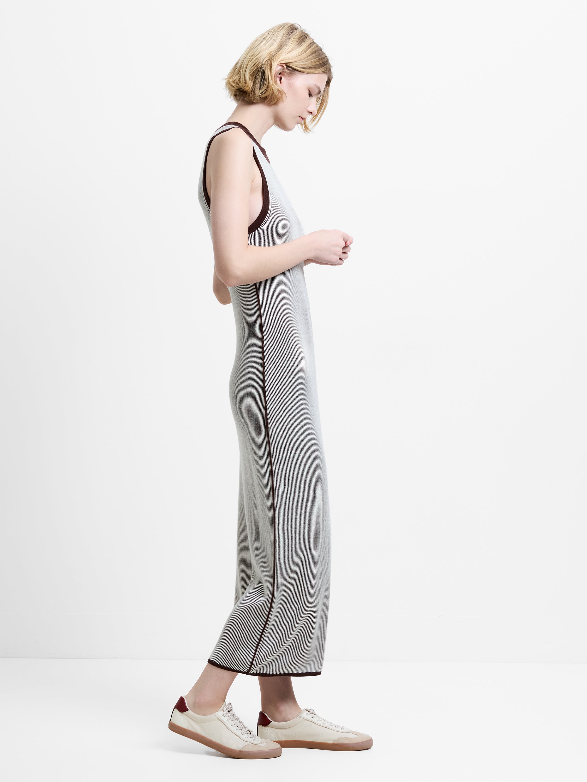 Naria Striped Knit Midi Dress