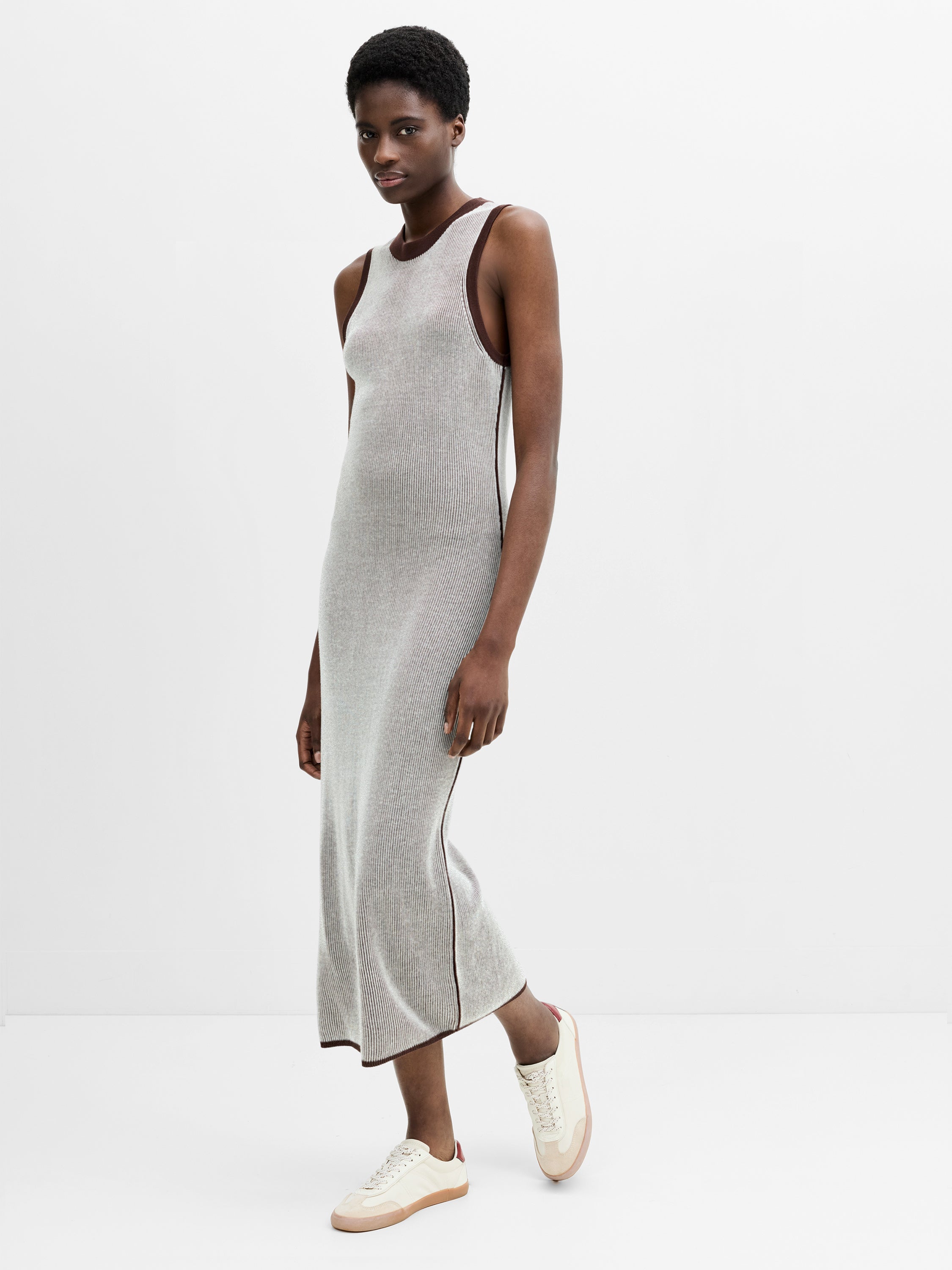 Naria Striped Knit Midi Dress