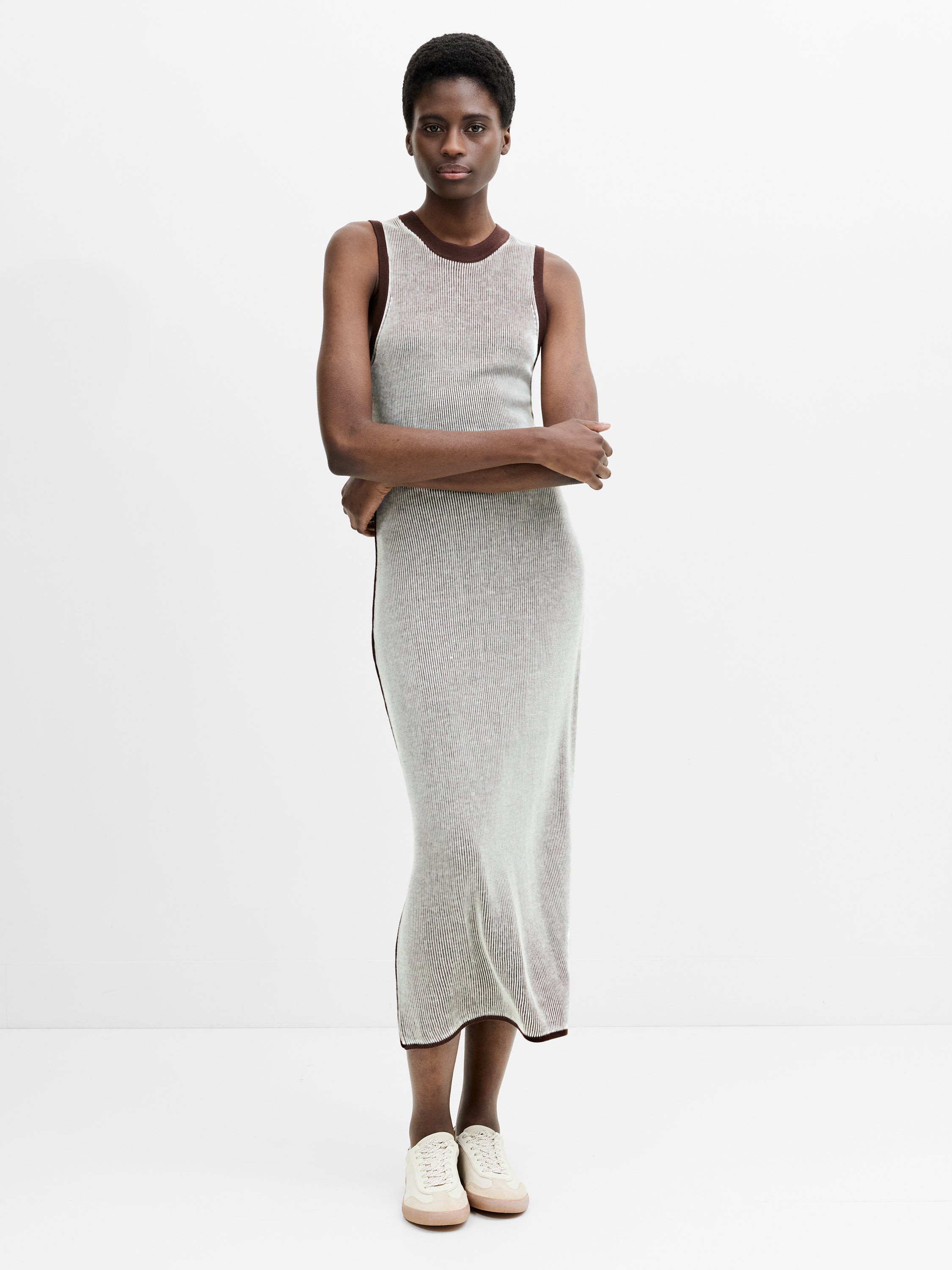 Naria Striped Knit Midi Dress