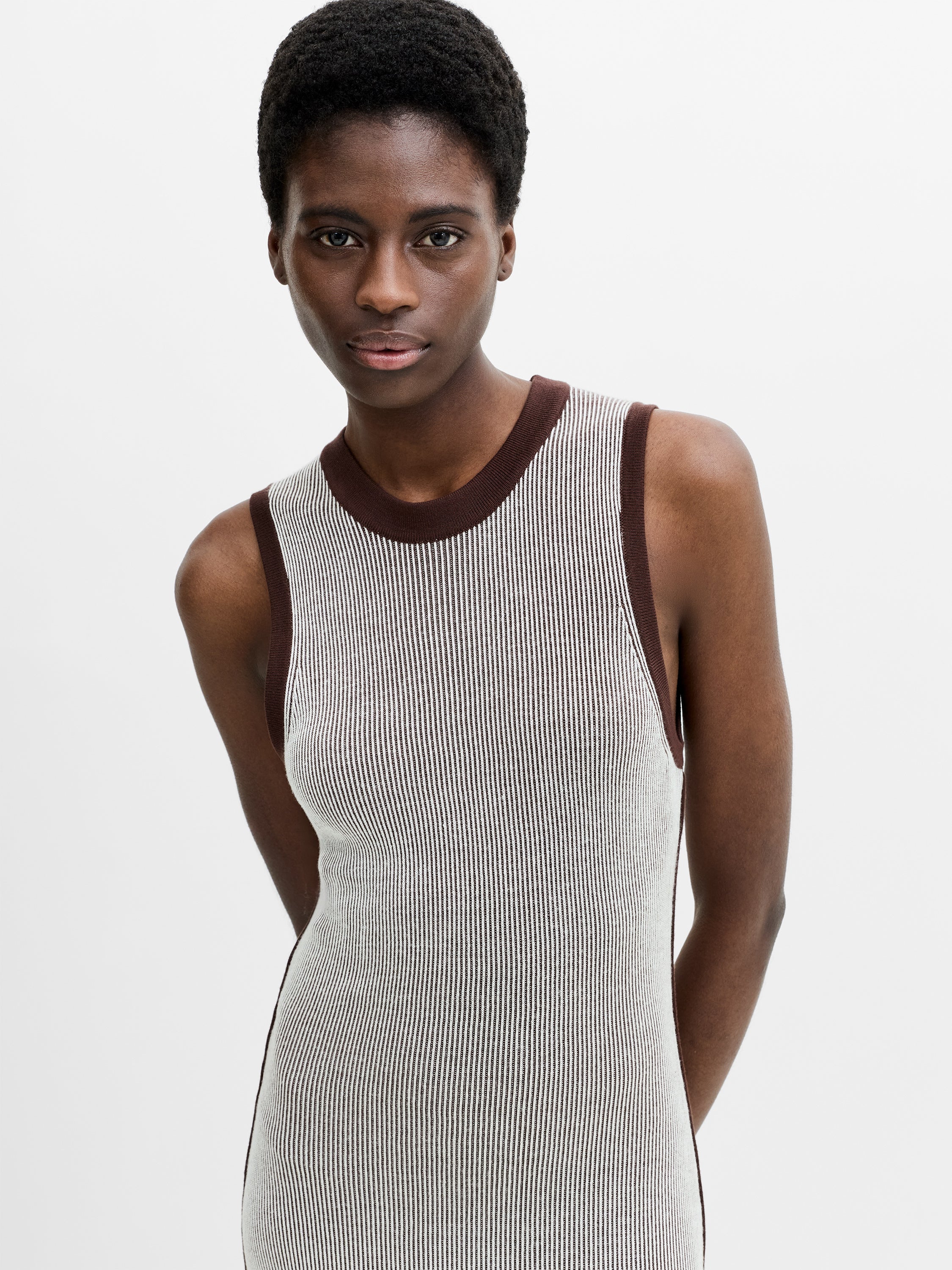 Naria Striped Knit Midi Dress