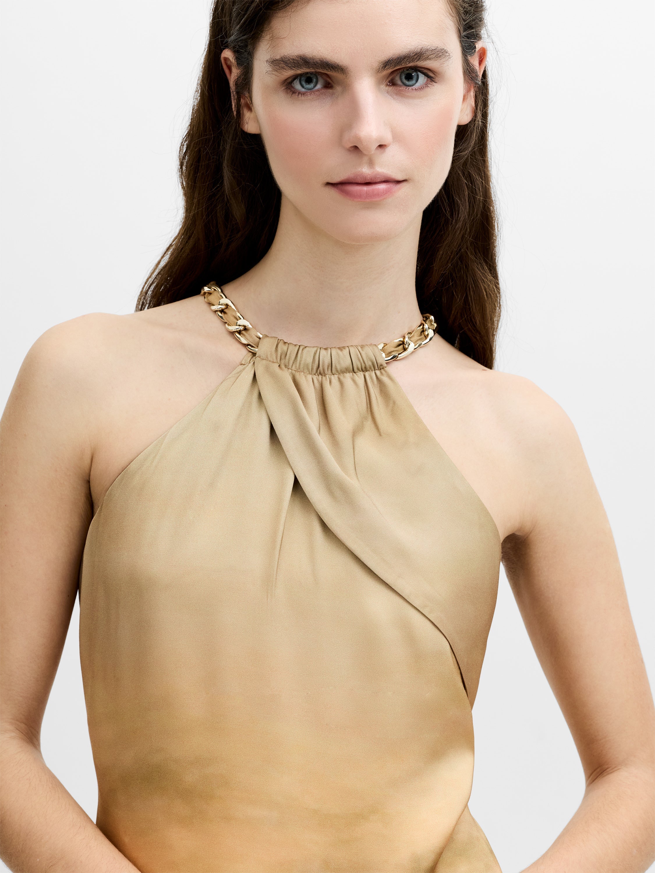 Summer Ennis Eco Satin Chain Halterneck Dress