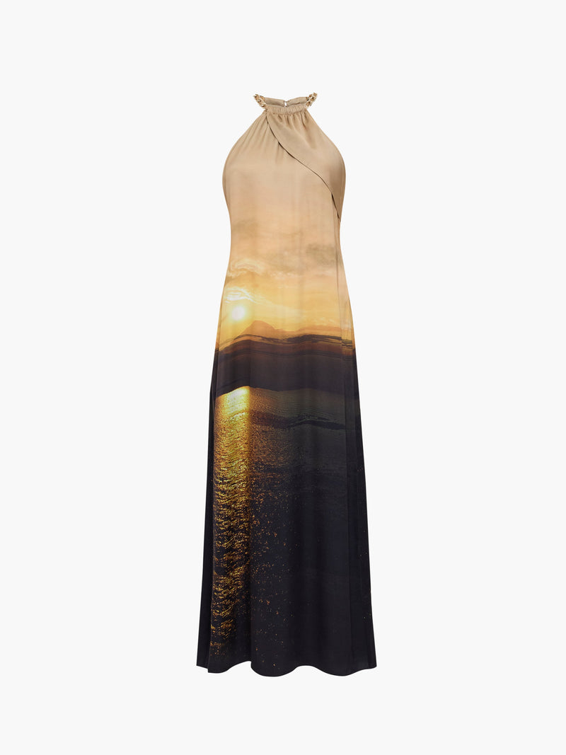 Summer Ennis Eco Satin Chain Halterneck Dress