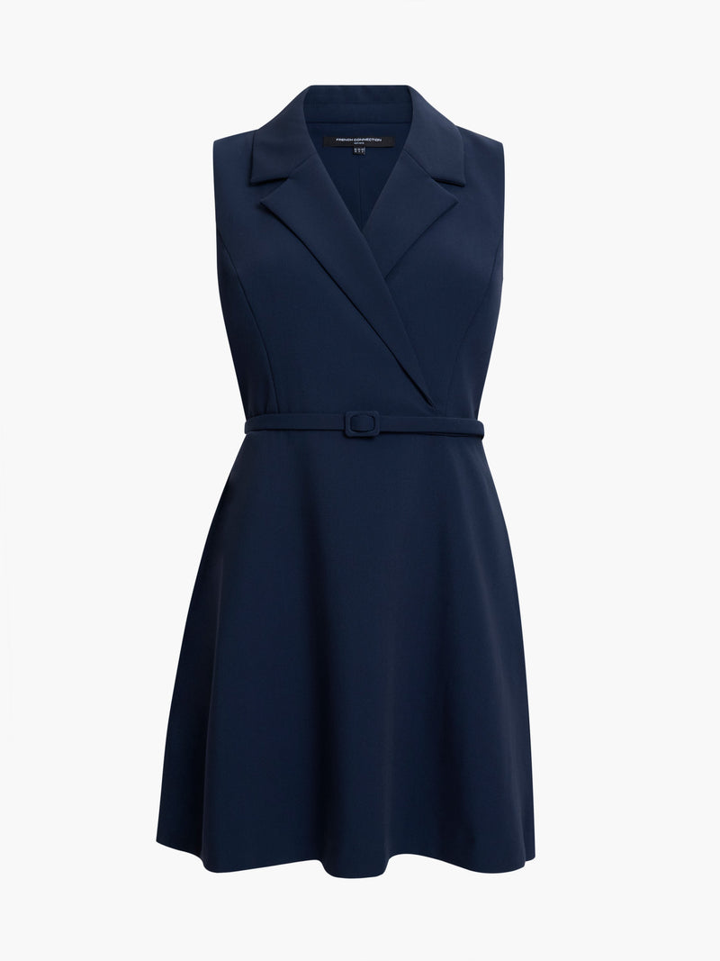 Azra Twill Belted Sleeveless Mini Dress