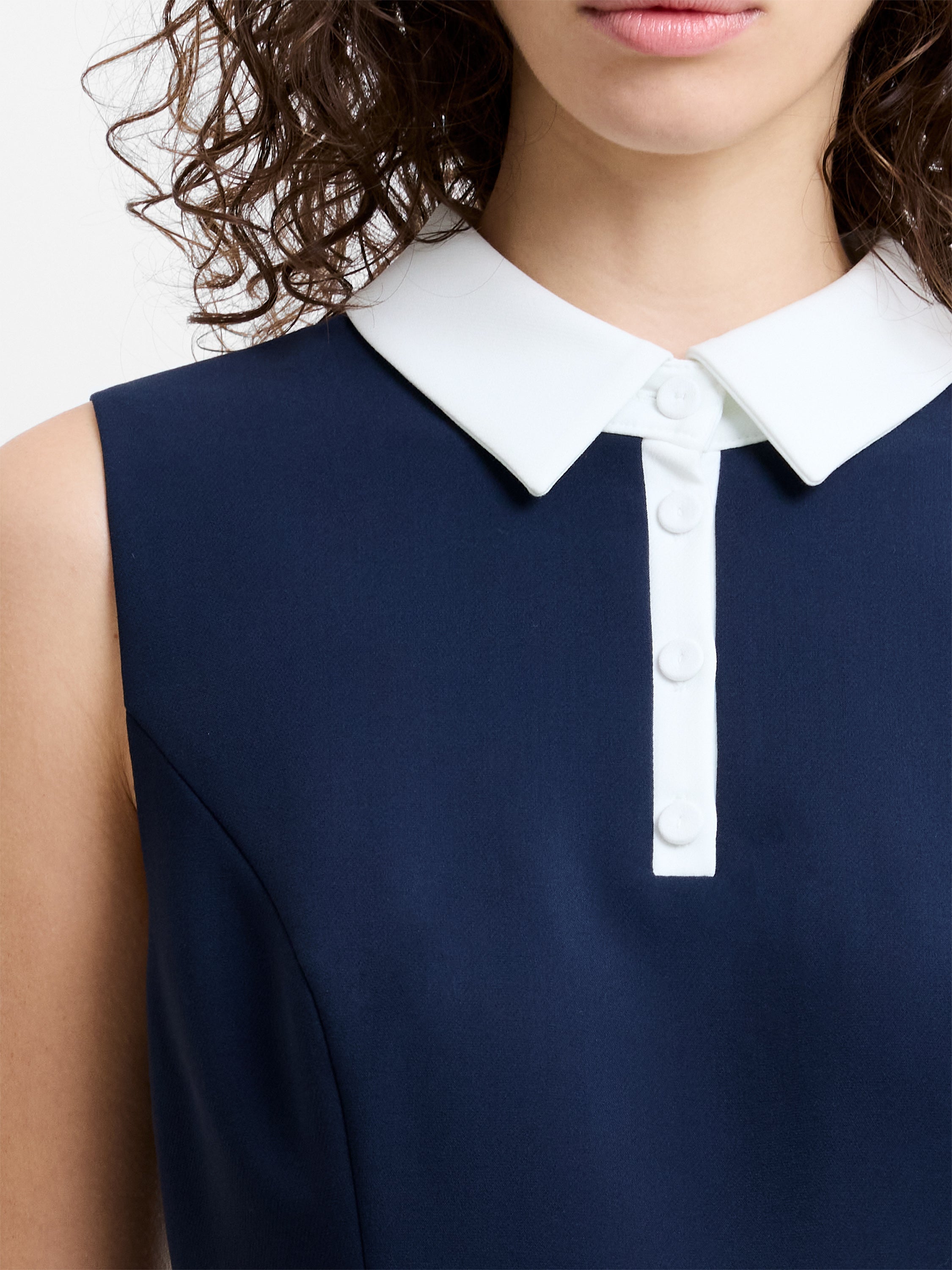 Azra Twill Collared Sleeveless Mini Dress