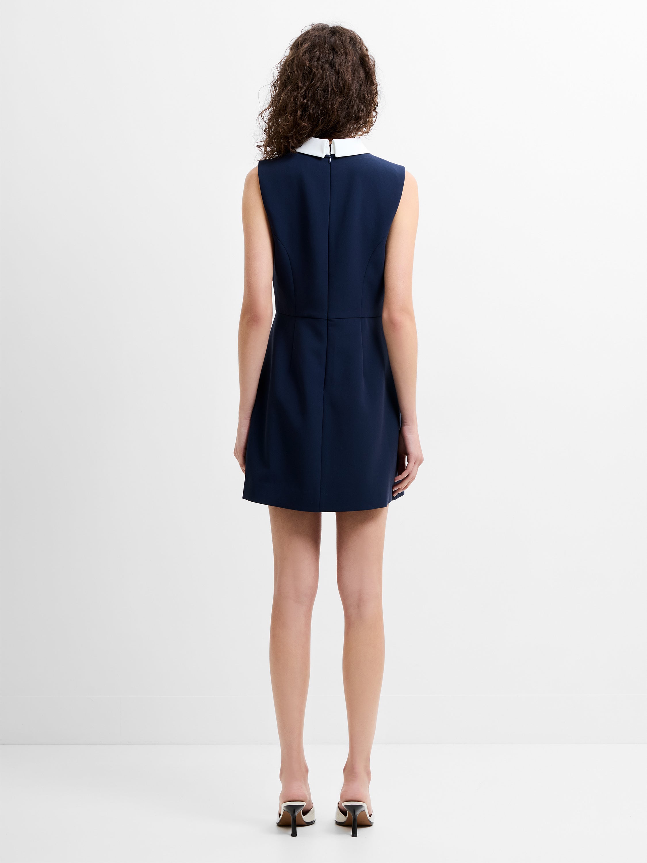 Azra Twill Collared Sleeveless Mini Dress