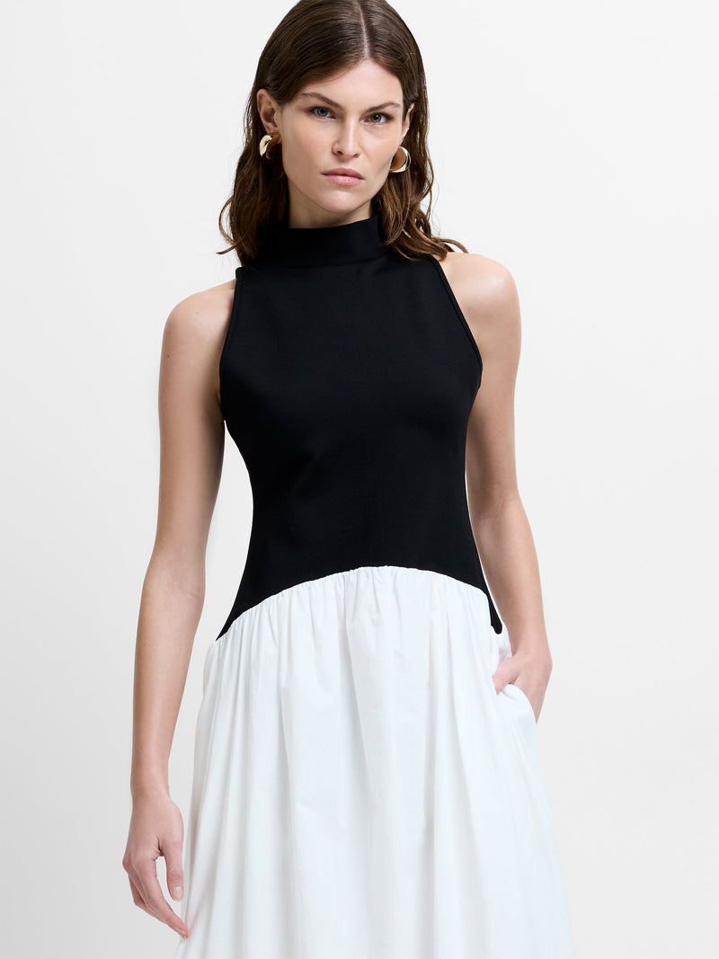 Ponte Combo Sleeveless Maxi Dress