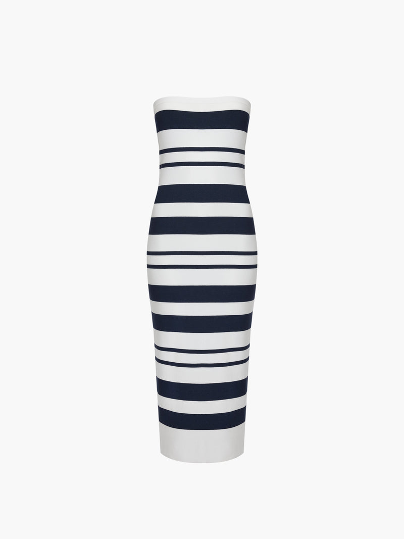 Maxime Knit Striped Bandeau Midi Dress