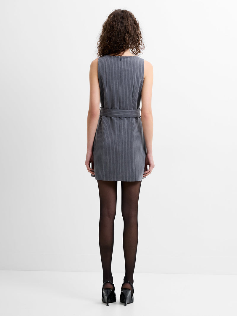 Minka Pinstripe Tailored Belted Mini Dress