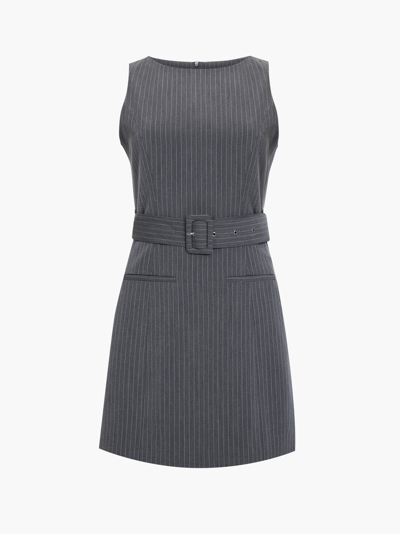 Minka Pinstripe Tailored Belted Mini Dress