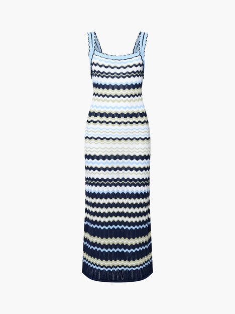 London Multi-Colour Striped Knit Midi Dress