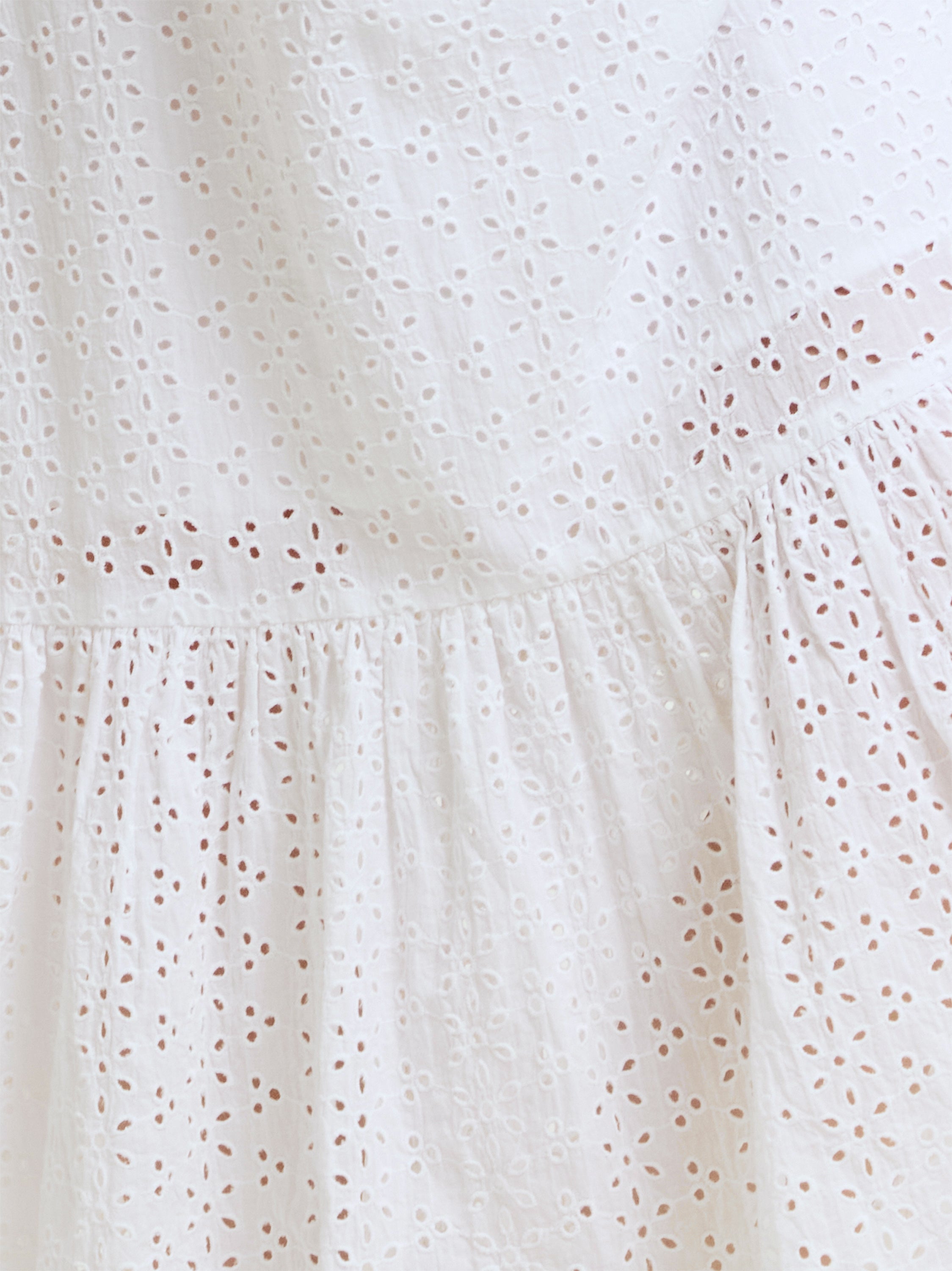 Bonnie Broderie Flutter Sleeve White Maxi Dress
