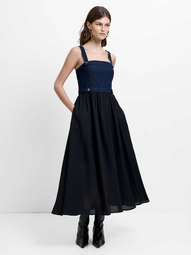 Leighton Denim Mix Midi Dress