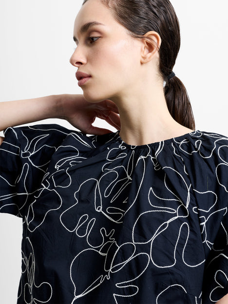 Rhodes Embroidered Puff Sleeve Mini Dress