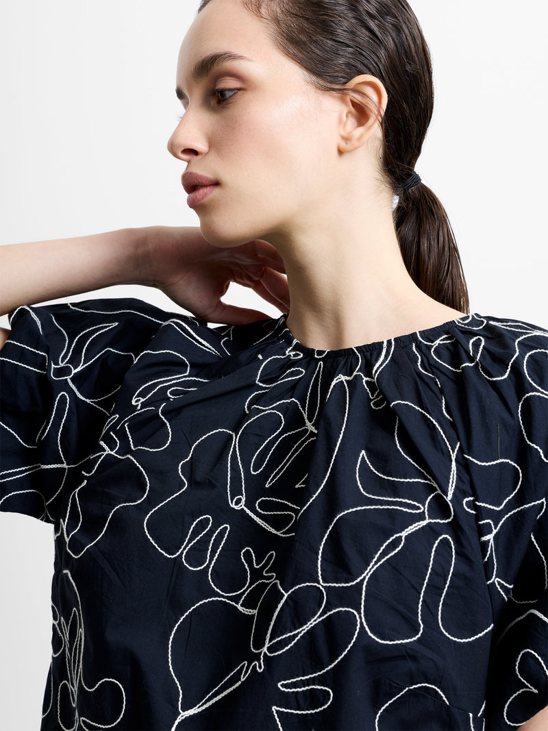 Rhodes Embroidered Puff Sleeve Mini Dress