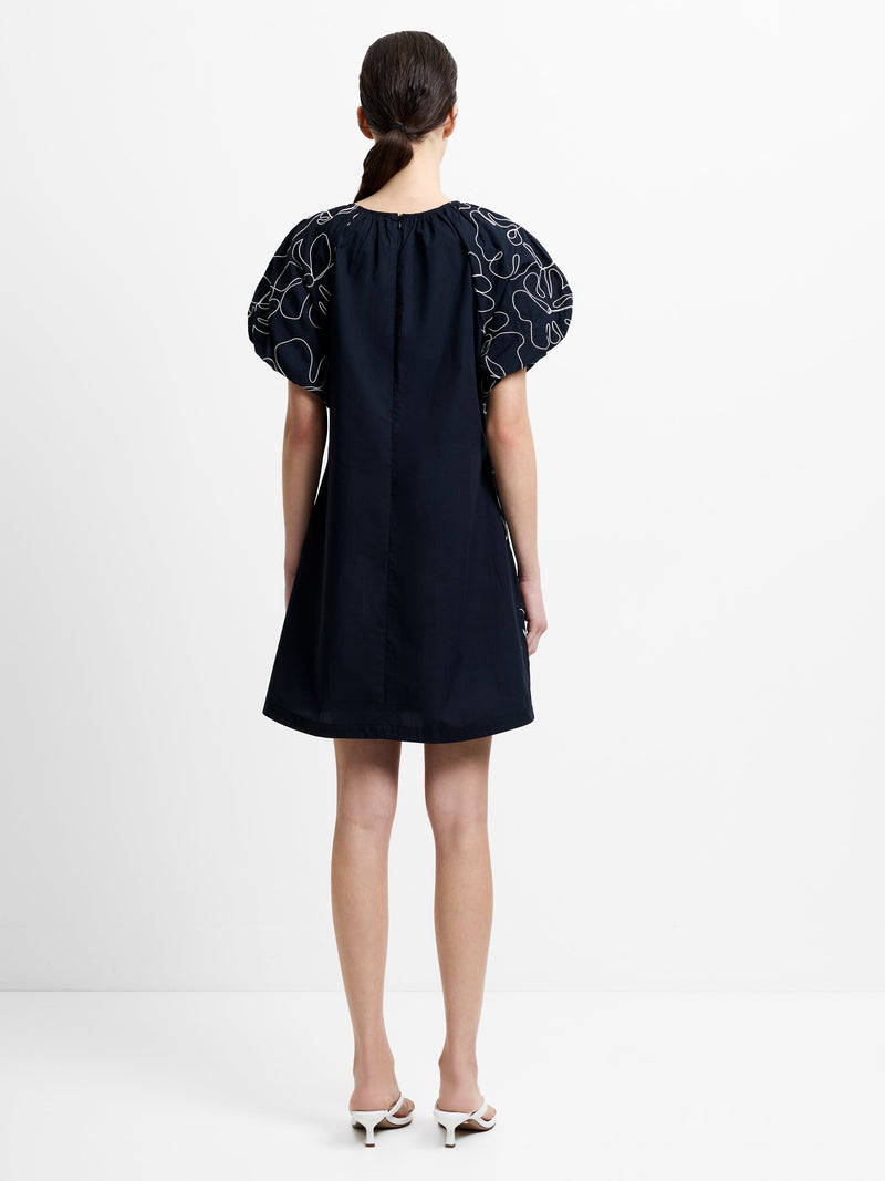 Rhodes Embroidered Puff Sleeve Mini Dress