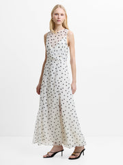 Emina Chiffon Monochrome Polka Dot Maxi Dress
