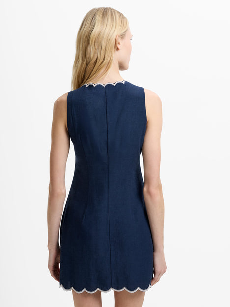 Calissa Floral Embroidered Navy Mini Dress
