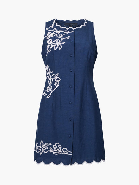 Calissa Floral Embroidered Navy Mini Dress