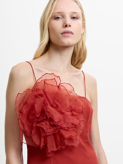 Emina Chiffon Floral Applique Maxi Dress