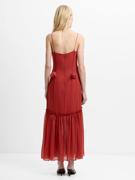 Emina Chiffon Floral Applique Maxi Dress