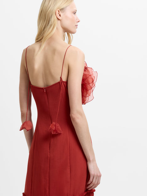 Emina Chiffon Floral Applique Maxi Dress