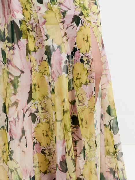 Carla Chiffon Curved Seam Floral Maxi Dress