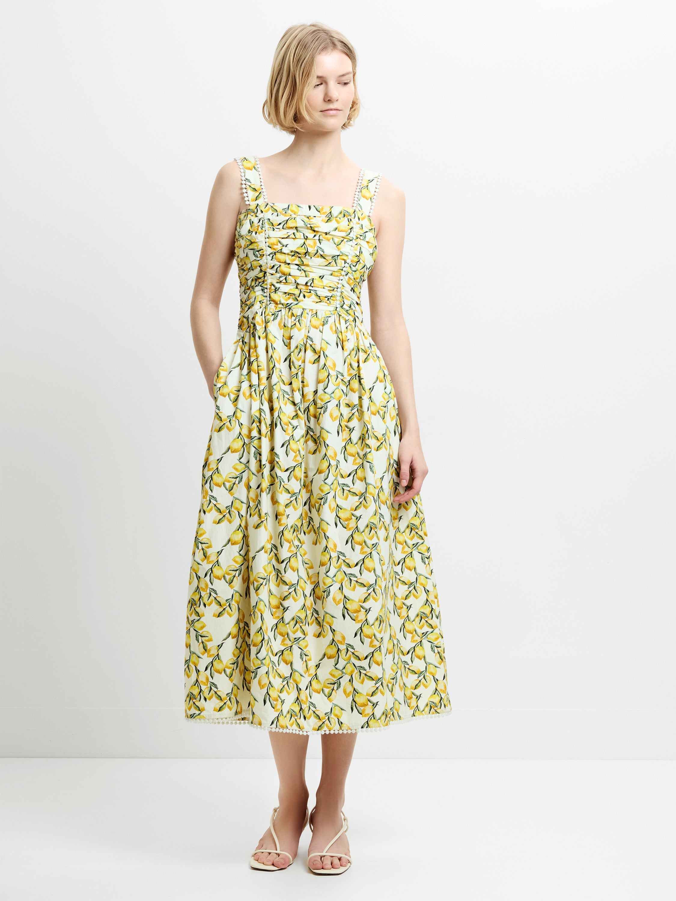 Citrus Barletta Ruched Midi Dress