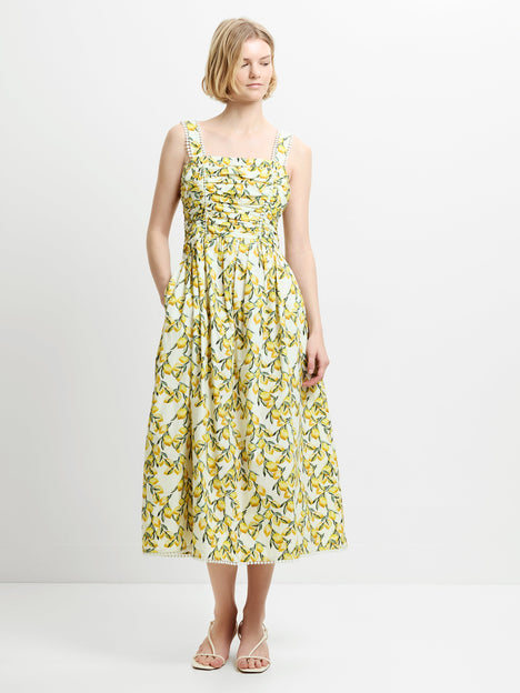 Citrus Barletta Ruched Midi Dress