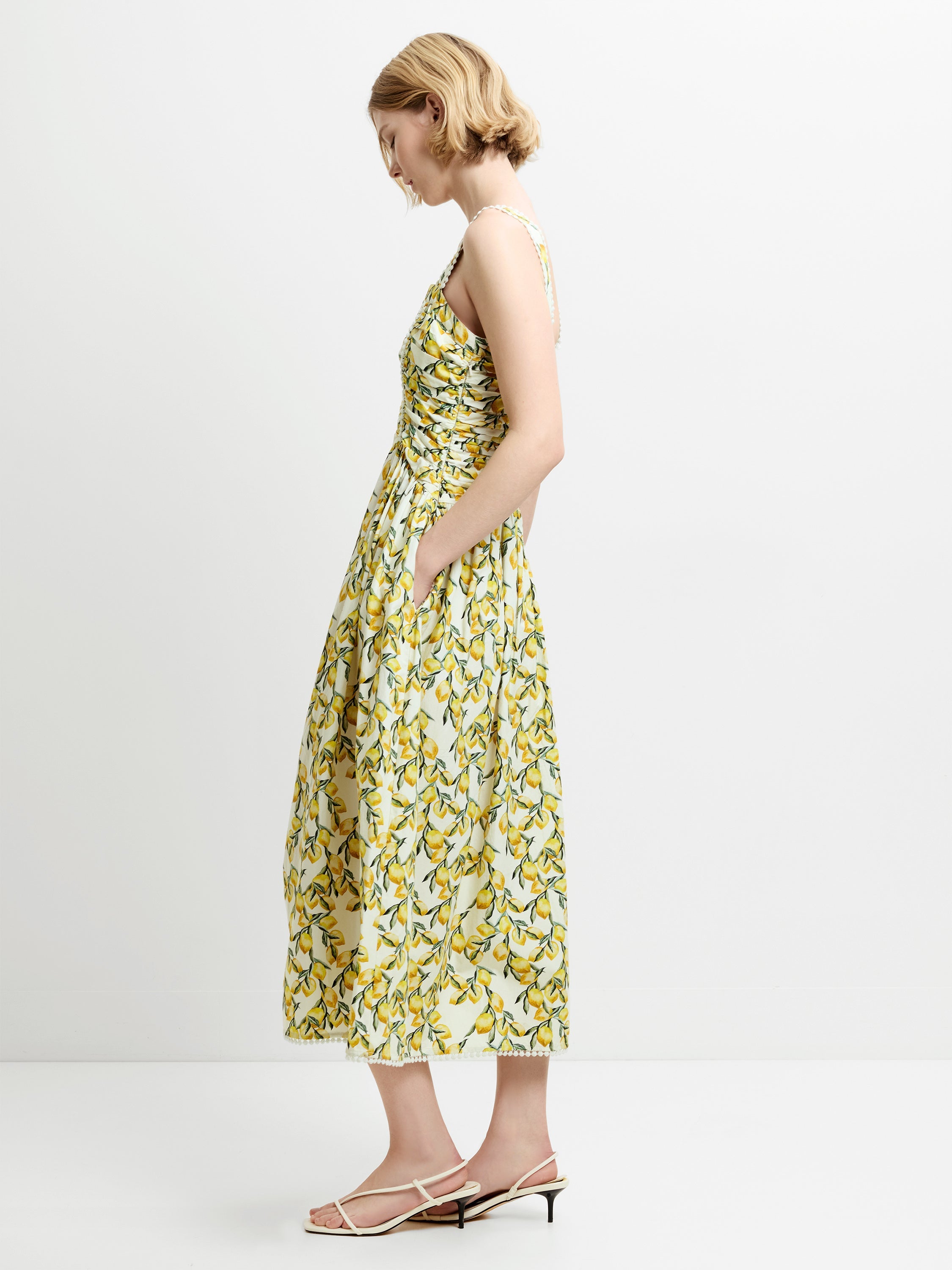 Citrus Barletta Ruched Midi Dress