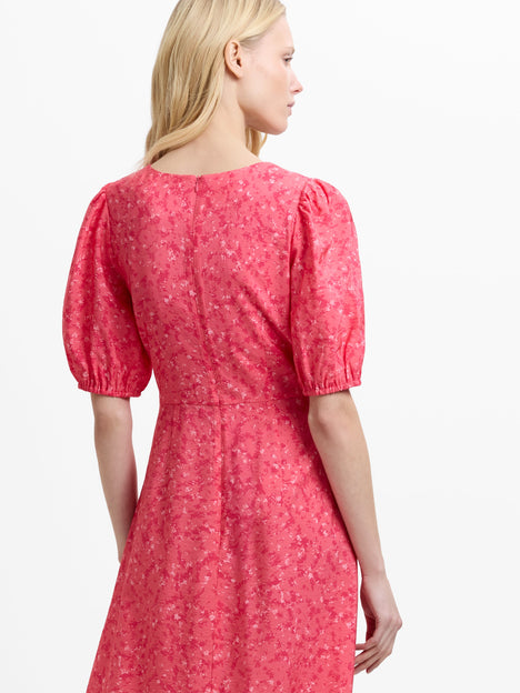 Melissa Floral Twist V Neck Pink Midi Dress