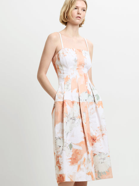 Feo Floral Printed Denim Midi Dress