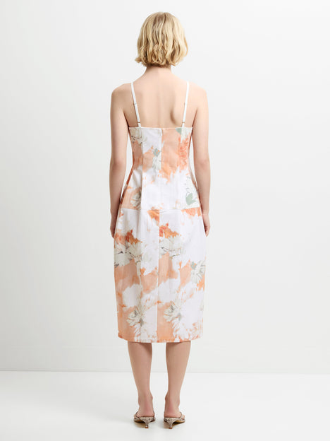 Feo Floral Printed Denim Midi Dress
