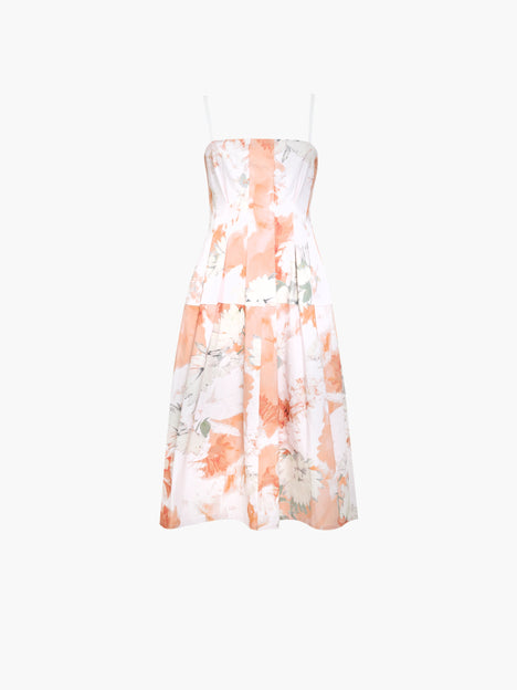 Feo Floral Printed Denim Midi Dress