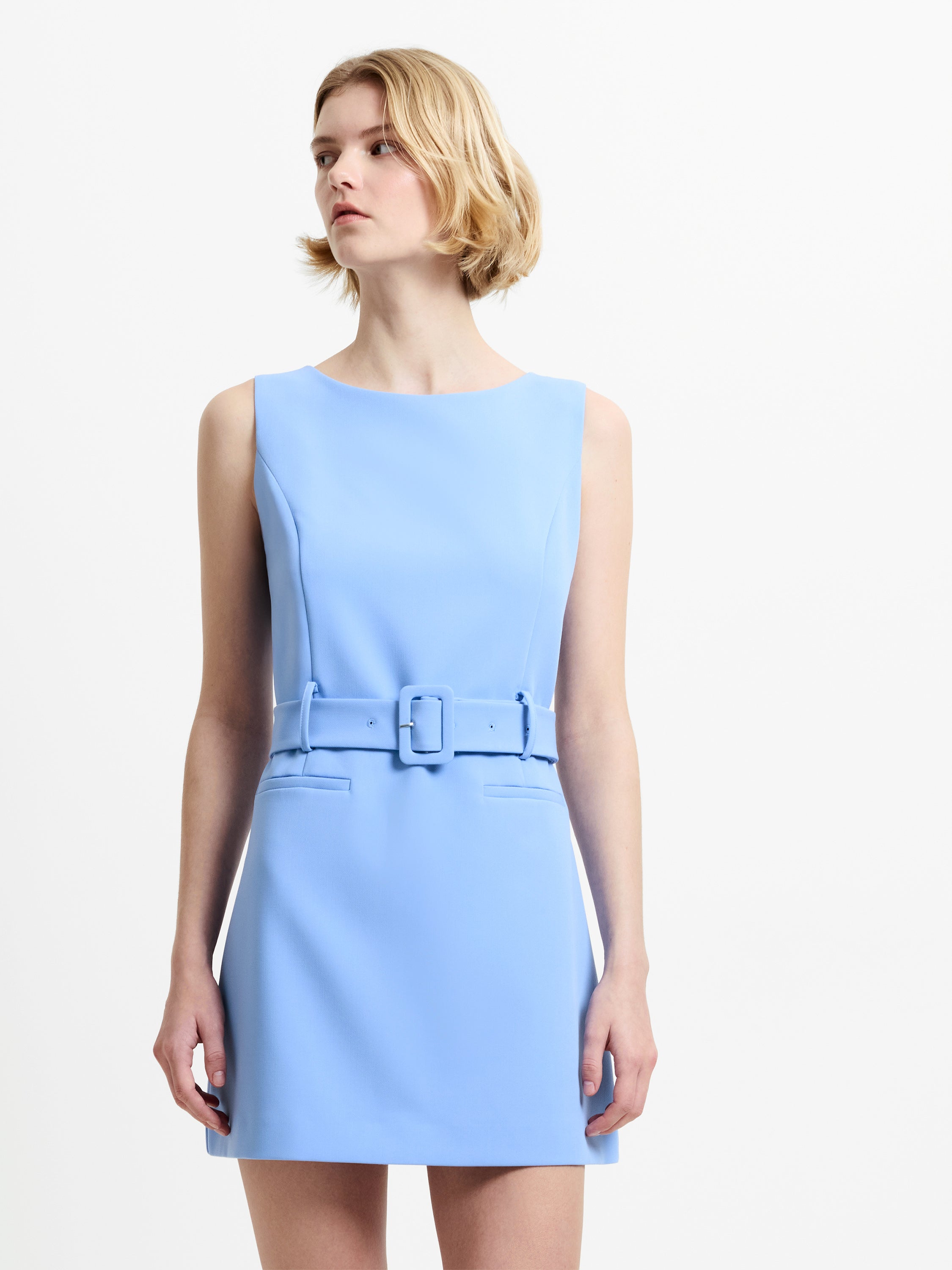 Azra Twill Belted Mini Dress