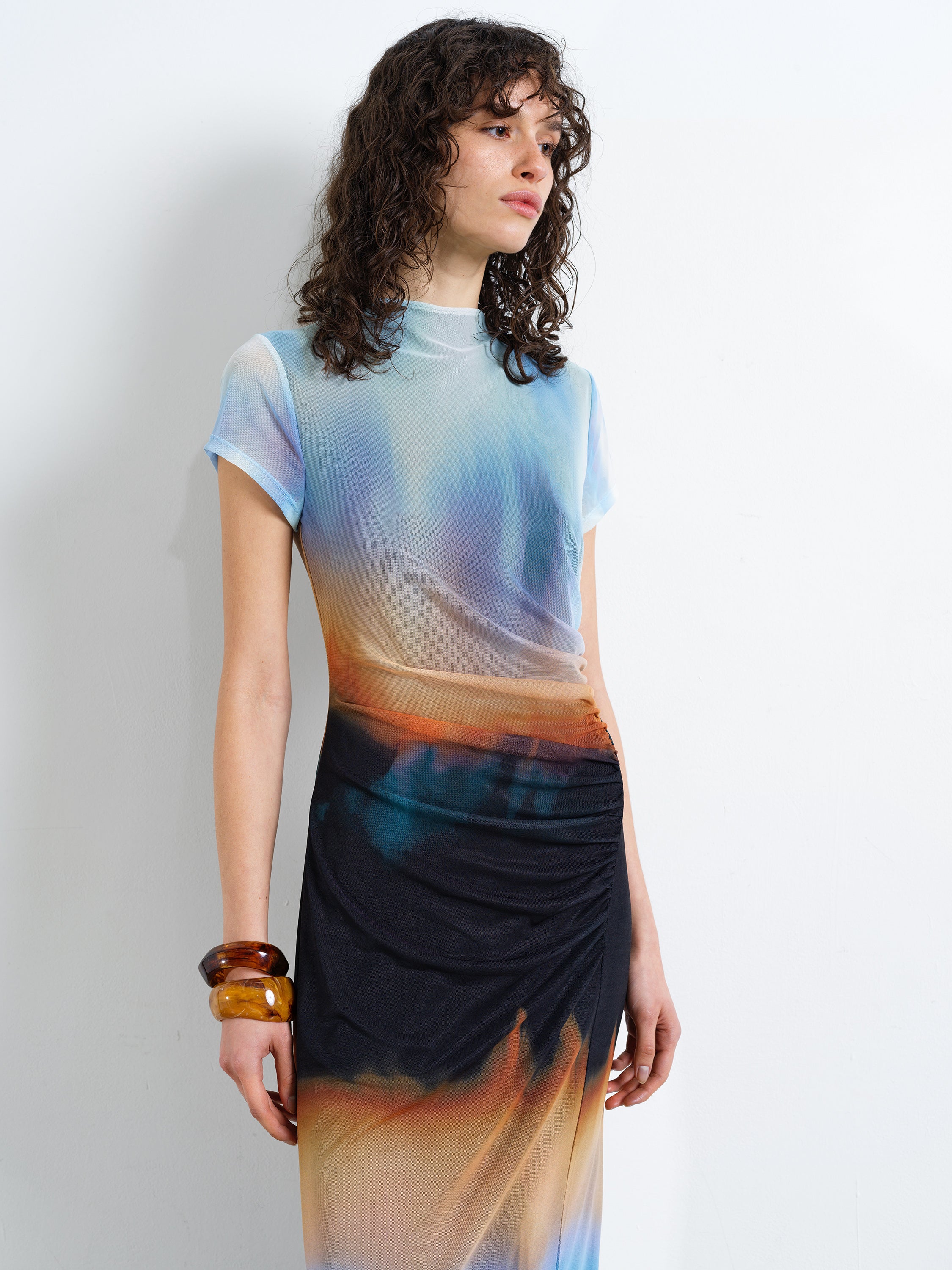 Marina Mesh Ombre Column Dress