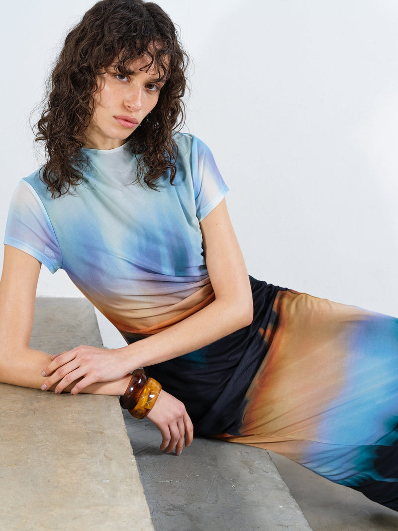 Marina Mesh Ombre Column Dress