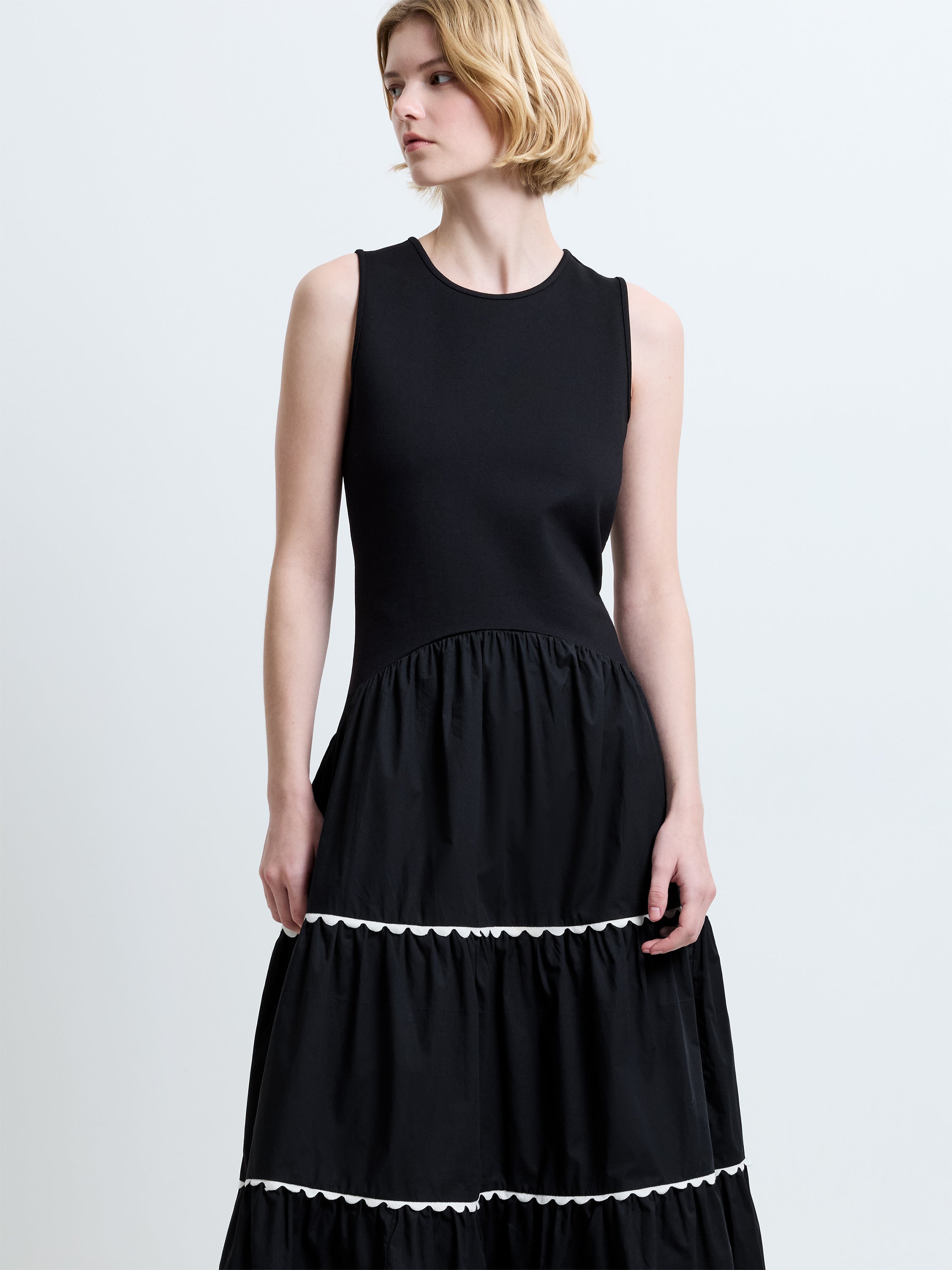 Kaylie Jia Mix Ric Rac Midi Dress