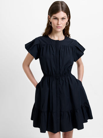 fcuk black dress French Connection Rhodes Poplin V-Neck Mini Dress Black