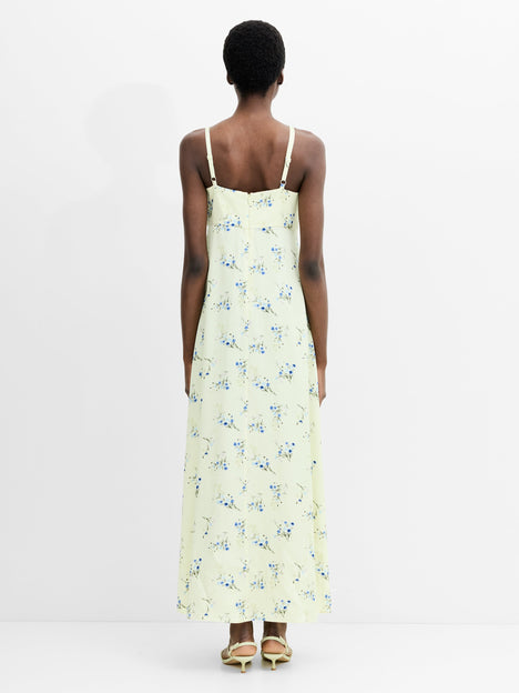 Ennis Eco Satin Square Neck Floral Maxi Dress