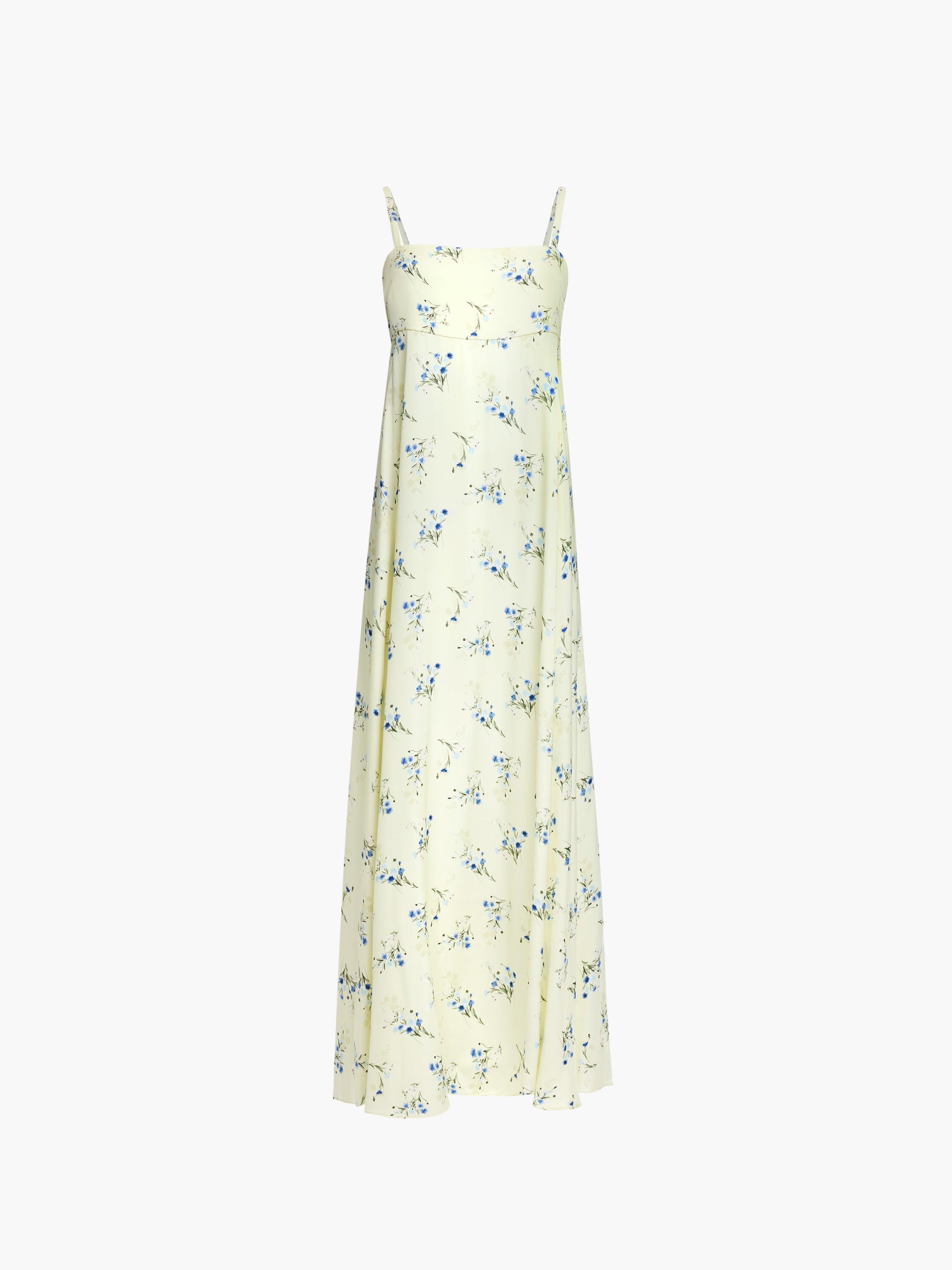 Ennis Eco Satin Square Neck Floral Maxi Dress