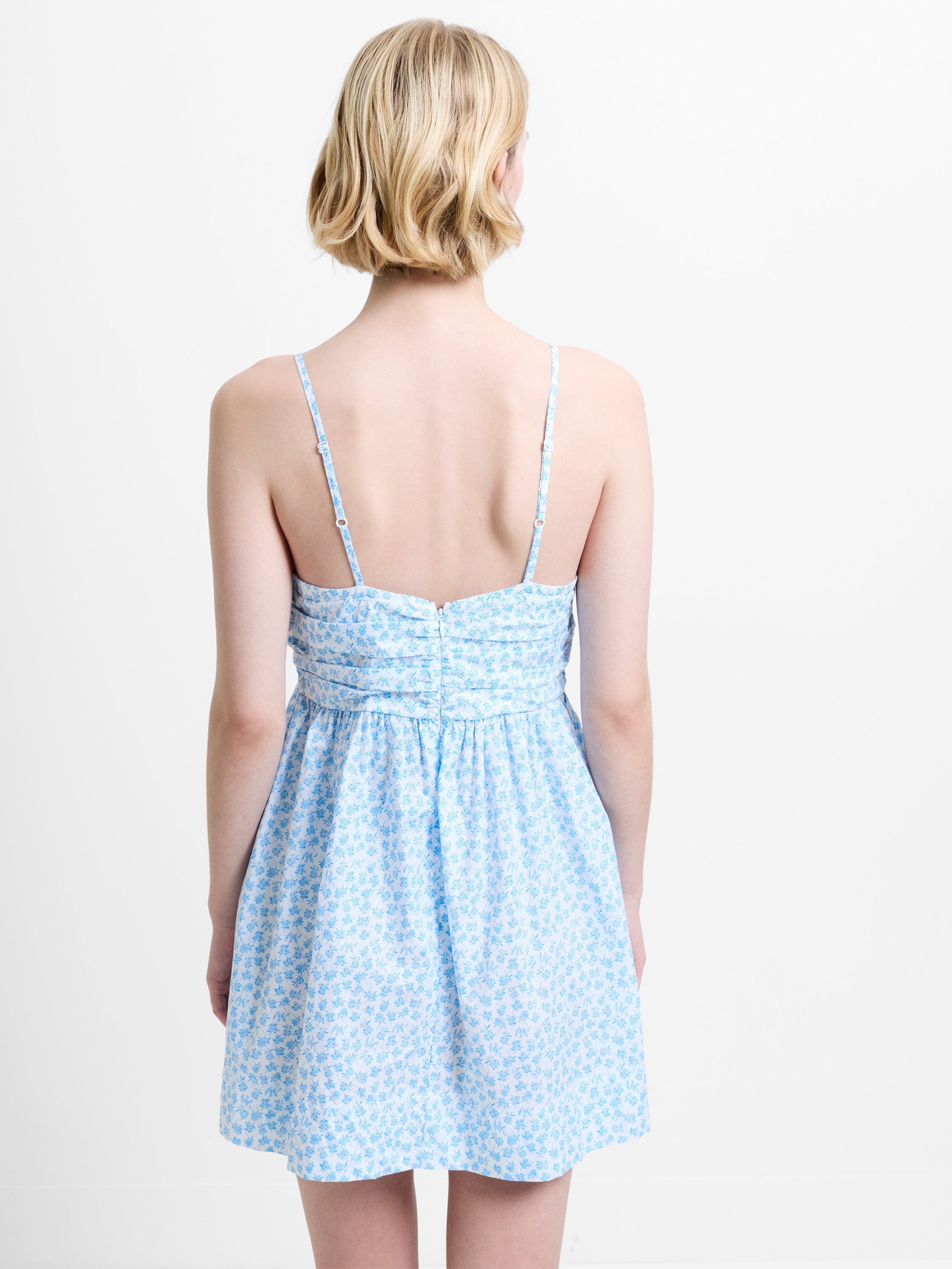 Rhodes Poplin Floral Ruched Mini Dress