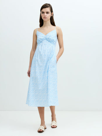 Rhodes Poplin Floral A-Line Midi Dress
