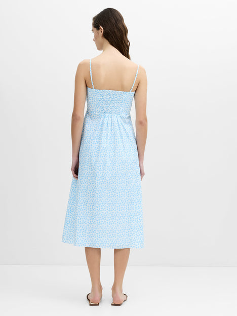 Rhodes Poplin Floral A-Line Midi Dress